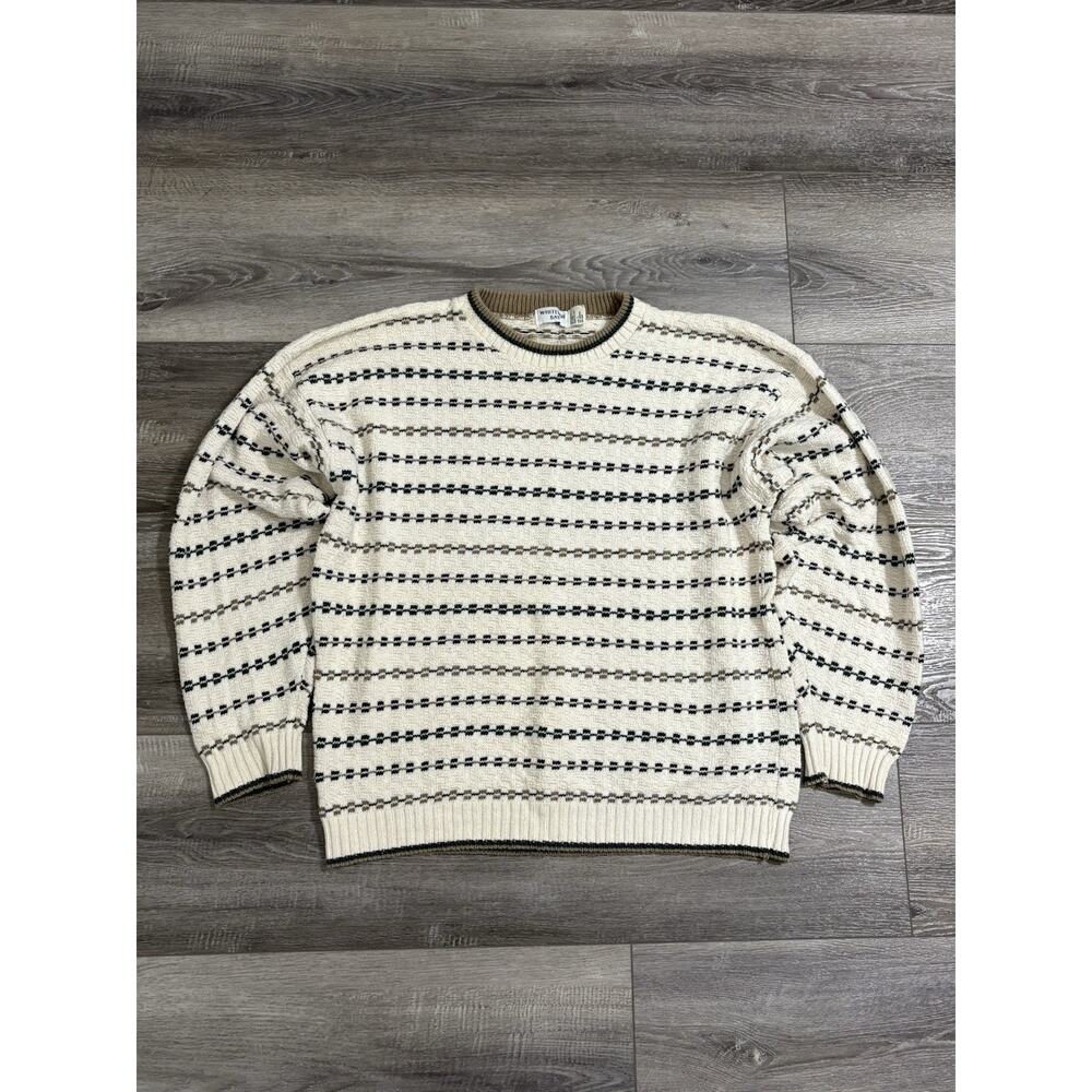 Vintage 90s Whitefish Bay Striped Knit Sweater Preppy Made In USA - Men’s Large